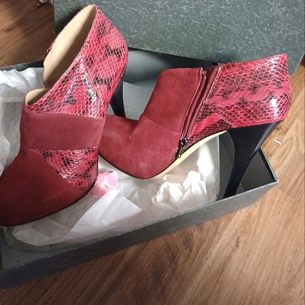 Like New In Box Red Leather Stiletto Booties
